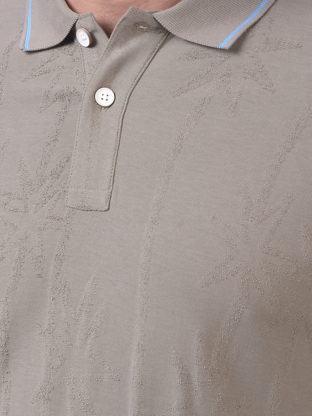 Numero Uno Men Grey Textured Polo Neck T-Shirt